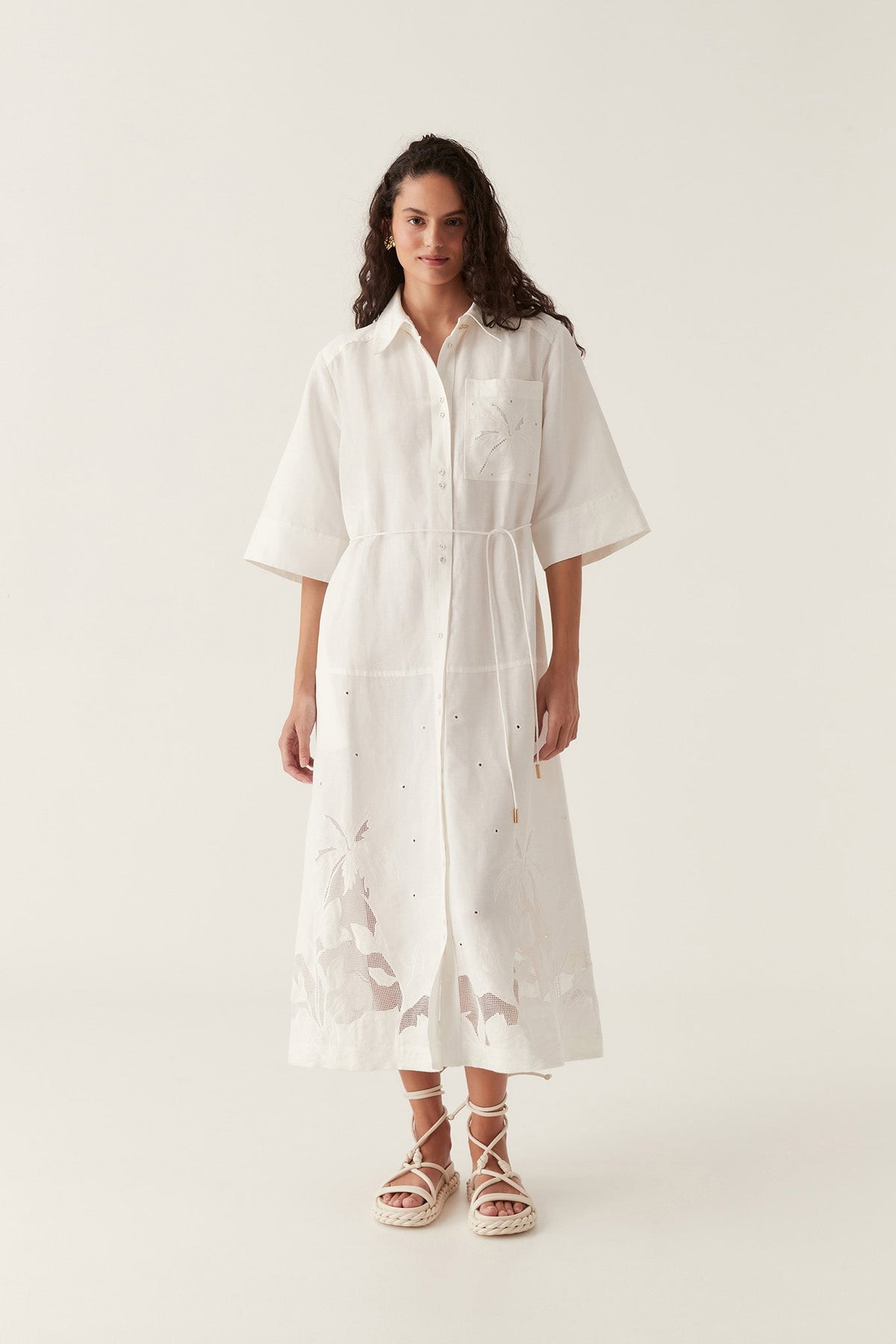 Women Agua Embroidered Shirt Dress | Aje