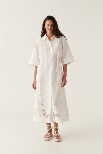 Women Agua Embroidered Shirt Dress | Aje
