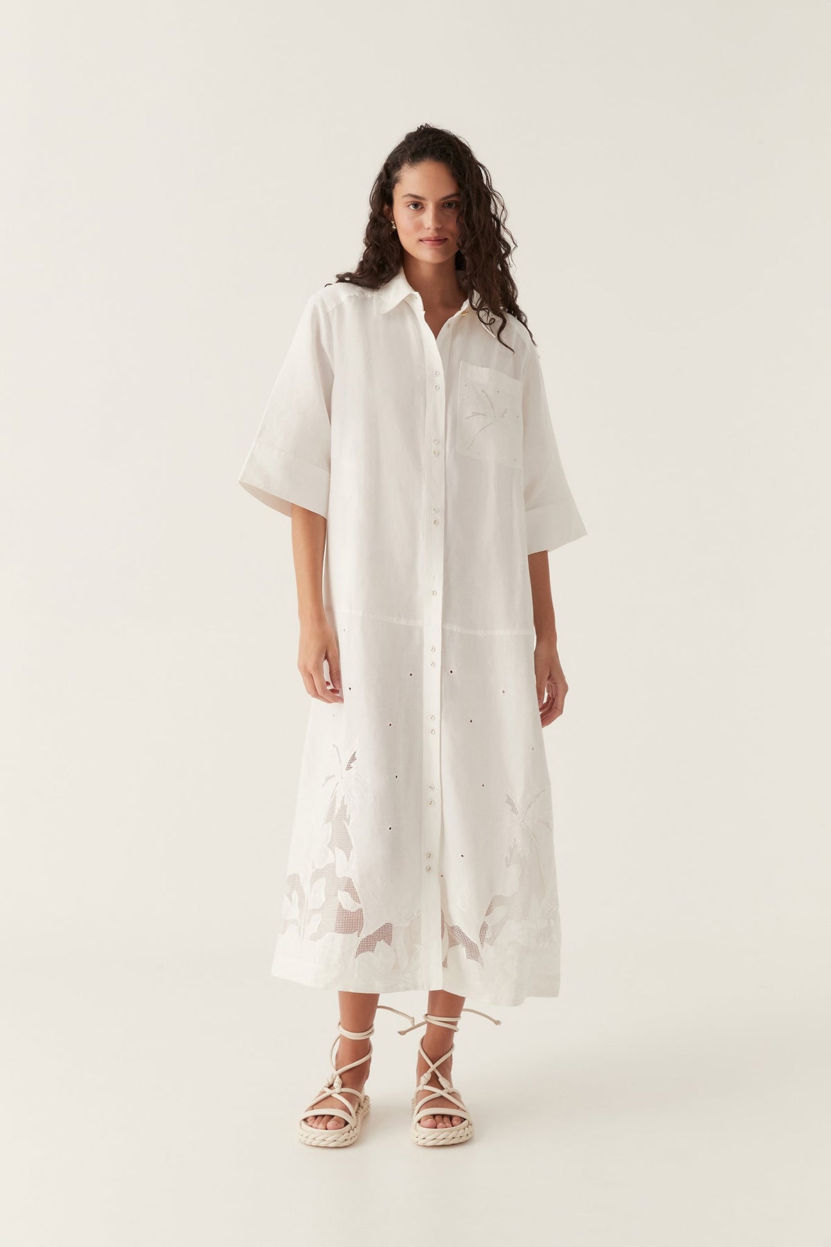 Women Agua Embroidered Shirt Dress | Aje
