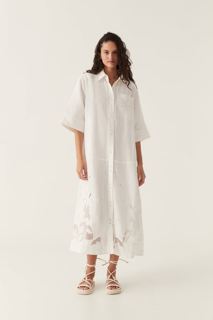 Women Agua Embroidered Shirt Dress | Aje