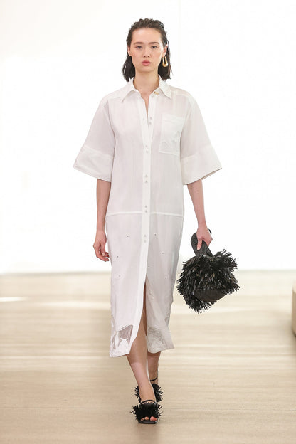 Women Agua Embroidered Shirt Dress | Aje