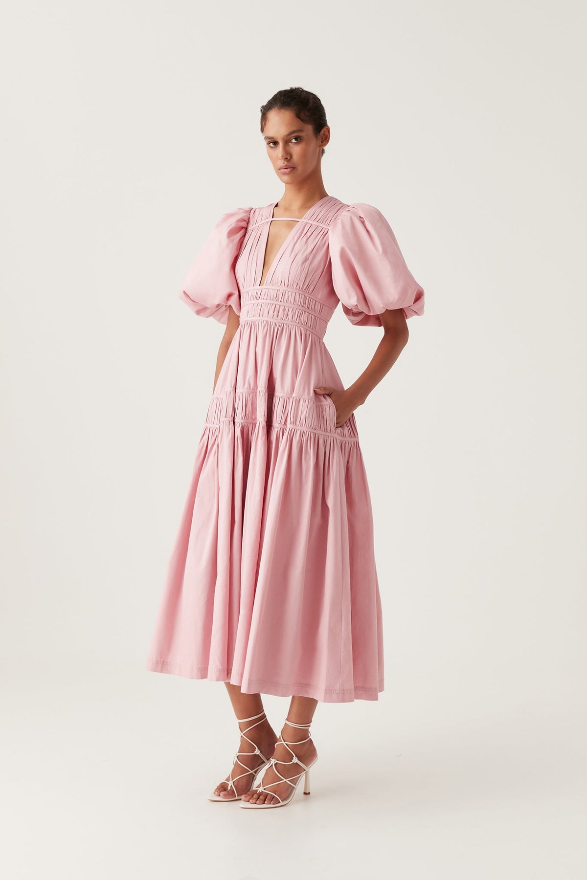 Women Fallingwater Ruched Midi Dress | Aje