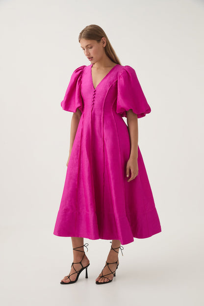 Women Dusk Puff Sleeve Midi Dress | Aje