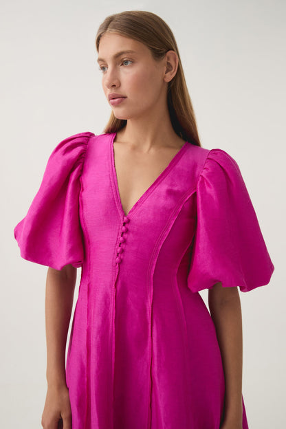 Women Dusk Puff Sleeve Midi Dress | Aje