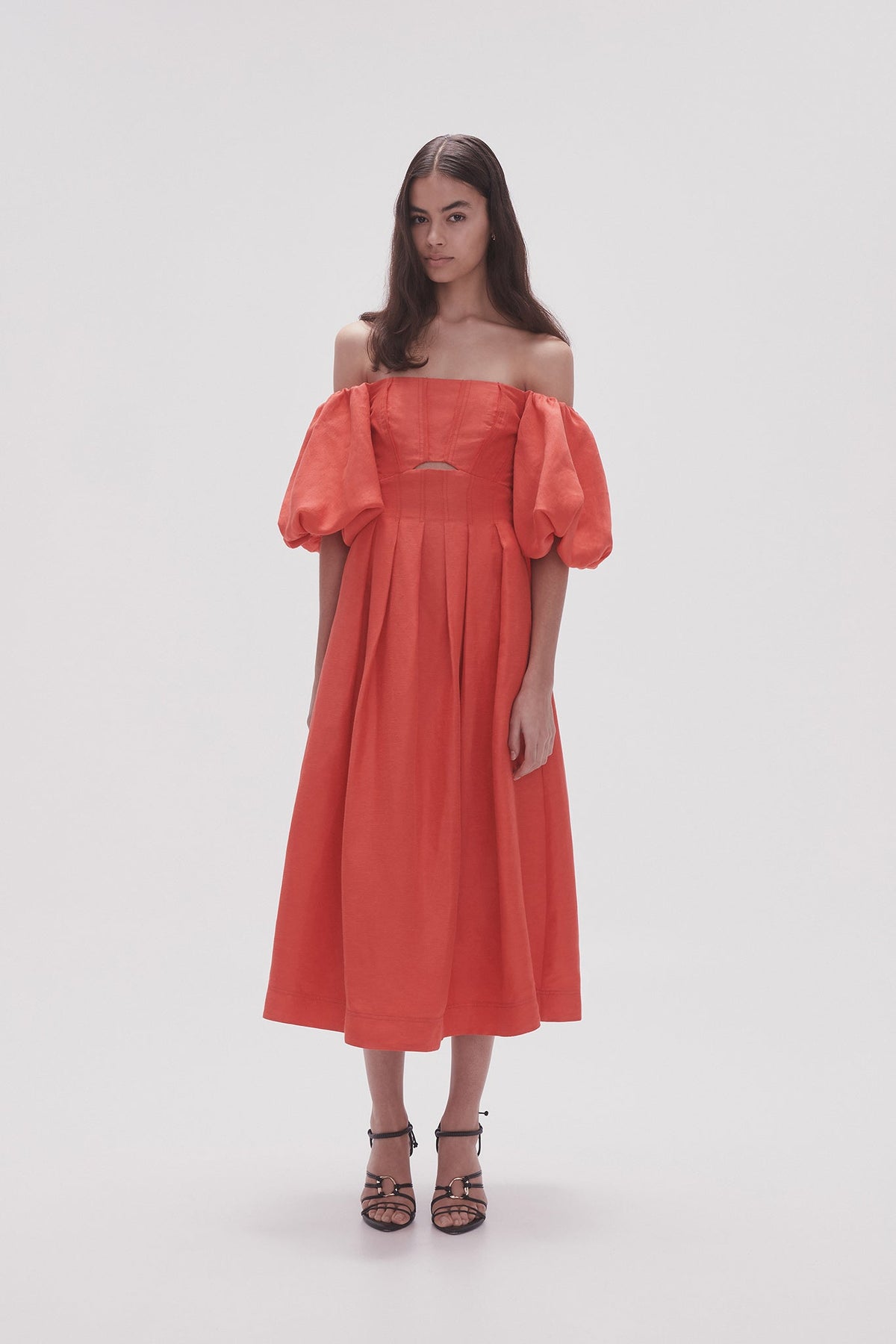 Women Eugenie Off Shoulder Midi Dress | Aje