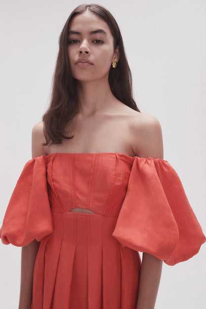 Women Eugenie Off Shoulder Midi Dress | Aje
