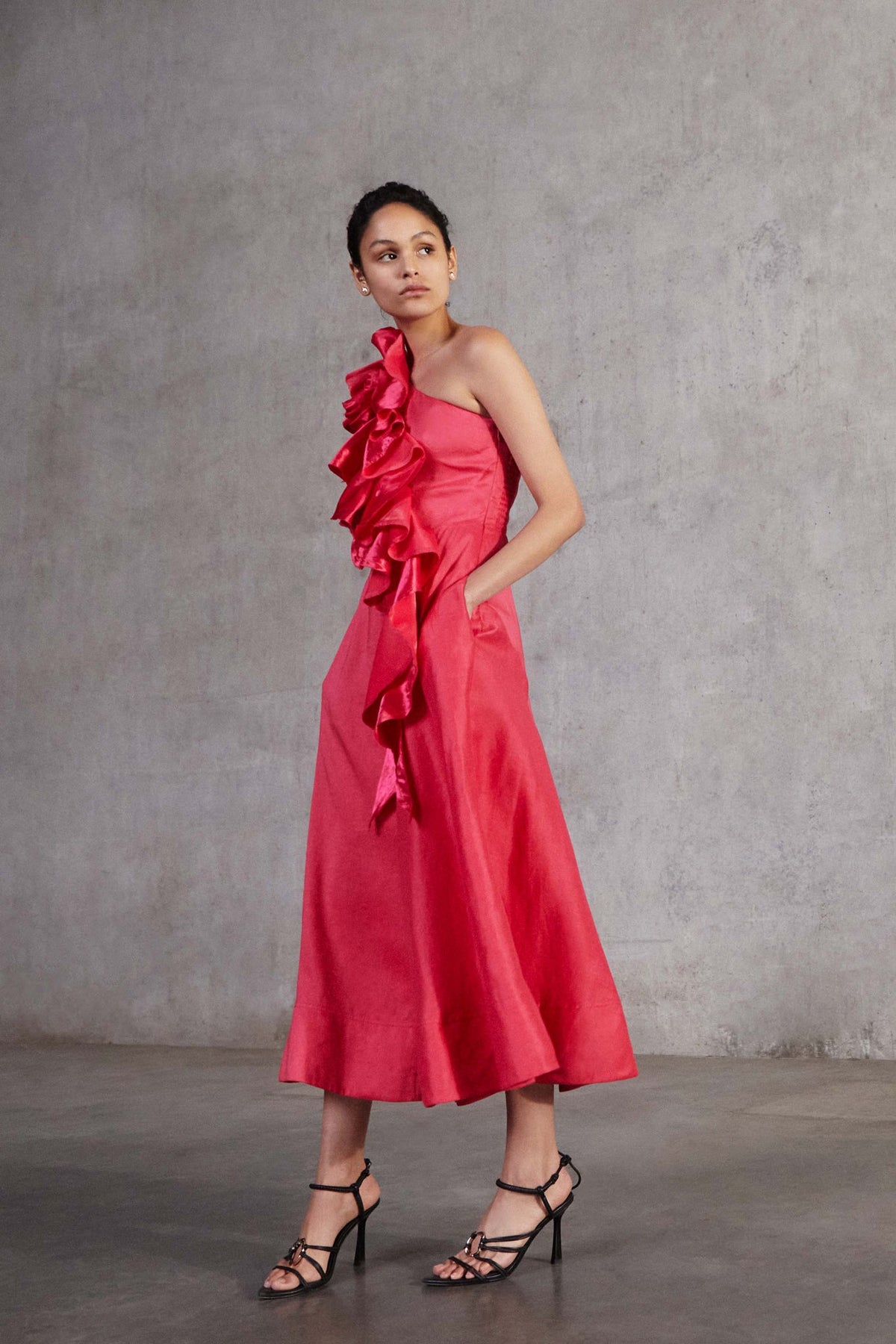 Women Adelia Ruffle Midi Dress | Aje