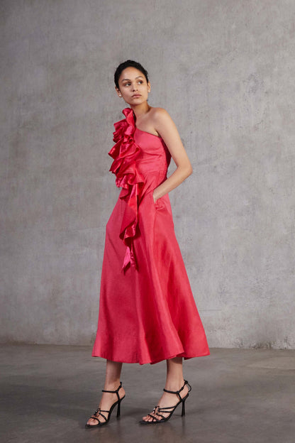 Women Adelia Ruffle Midi Dress | Aje